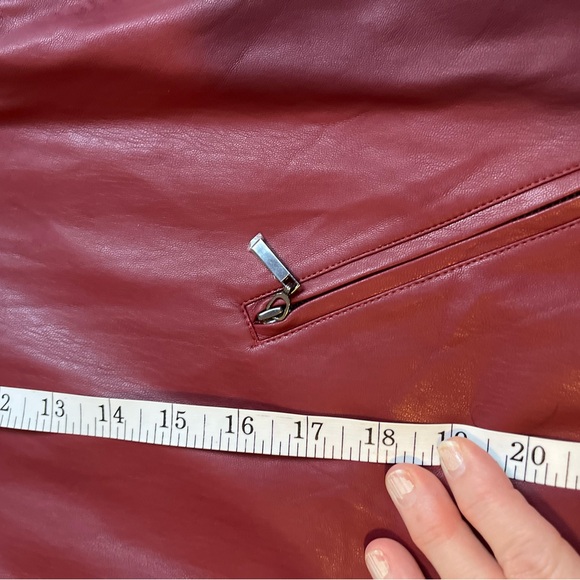 Chico’s deep red collarless faux leather jacket, size 2 (12-14) - Picture 5 of 6